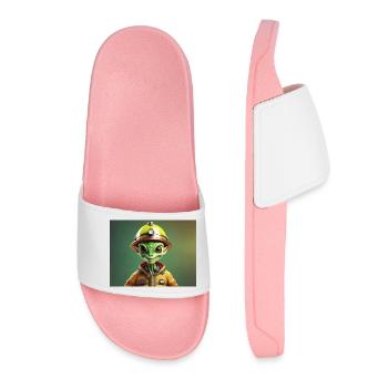 mignon petit pompier extraterrestre rétro rétro vert - Claquettes Femme - rose clair - Devant