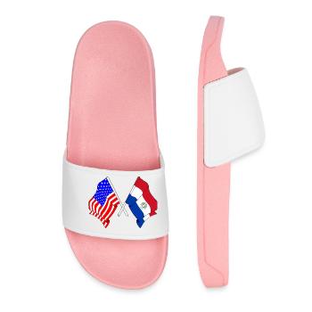 Flagge USA, Flagge Paraguay - Frauen Badelatschen - Hellrosa - Vorne