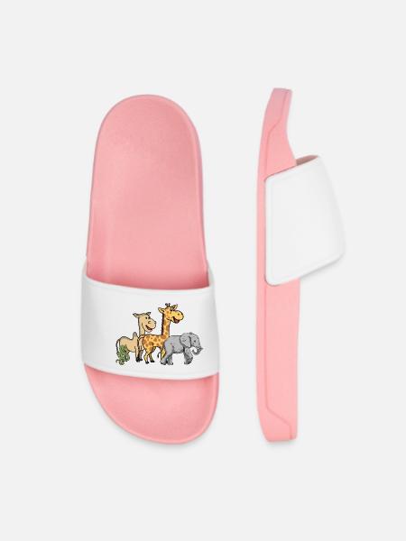 Afrique, Faune, Eléphant, Girafe, Chameau, Serpent - Claquettes Femme - rose clair
