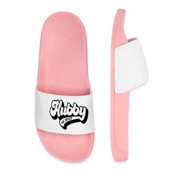 Hubby Est. 2023 Engagement Wedding Gift For Groom - Women’s Pool Sliders - light pink - Front