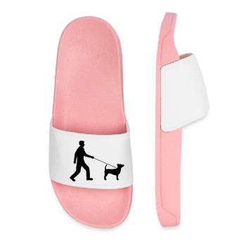 Go for a walk Dog Clipart Braver dear man nice kle - Women’s Pool Sliders - light pink - Front