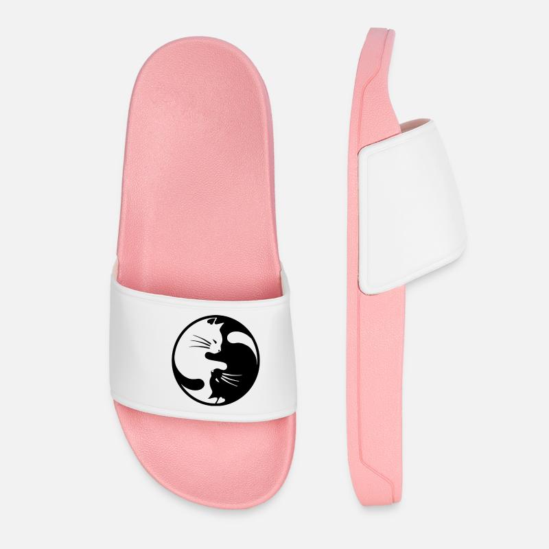 2 black and white cats embraced - Women’s Pool Sliders - light pink