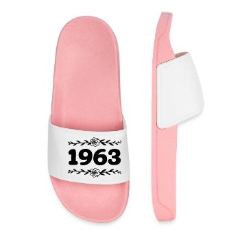 1963 Vintage 1963 Retro 1963 Anniversary 1963 - Women’s Pool Sliders - light pink - Front
