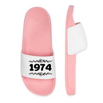 1974 Vintage 1974 Retro 1974 Anniversary 1974 - Women’s Pool Sliders - light pink - Front