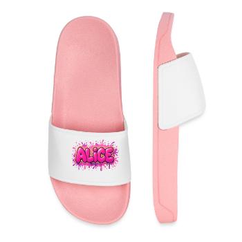 Graffiti ALICE Vorname, ideales Geschenk zum Ausdrucken - Frauen Badelatschen - Hellrosa - Vorne