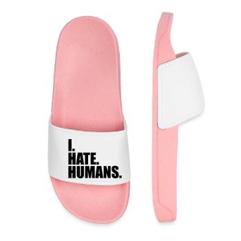 cool logo humans text sticker fuck you fuck off - Women’s Pool Sliders - light pink - Front