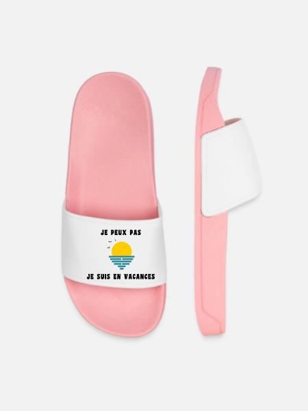 JE PEUX PAS JE SUIS EN VACANCES. VIVE LES VACANCES - Claquettes Femme - rose clair