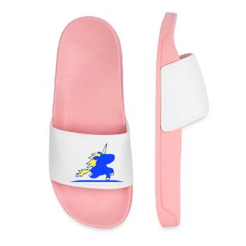 Unicorn rides fast gallop cute silhouette horse - Women’s Pool Sliders - light pink - Front