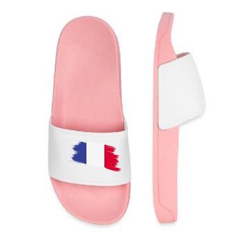 France Flag – Tricolor in Brushstroke Look - Women’s Pool Sliders - light pink - Front