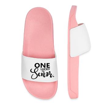One Lucky Señor Wedding Husband To Be Groom - Women’s Pool Sliders - light pink - Front