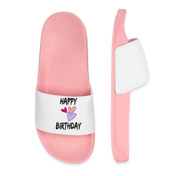 HAPPY BIRTHDAY. HAPPY BIRTHDAY. BIRTHDAY. - Women’s Pool Sliders - light pink - Front