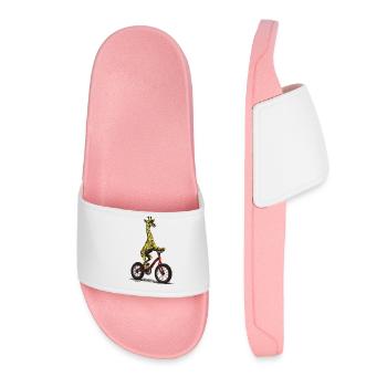 Giraffe on bike - Women’s Pool Sliders - light pink - Front