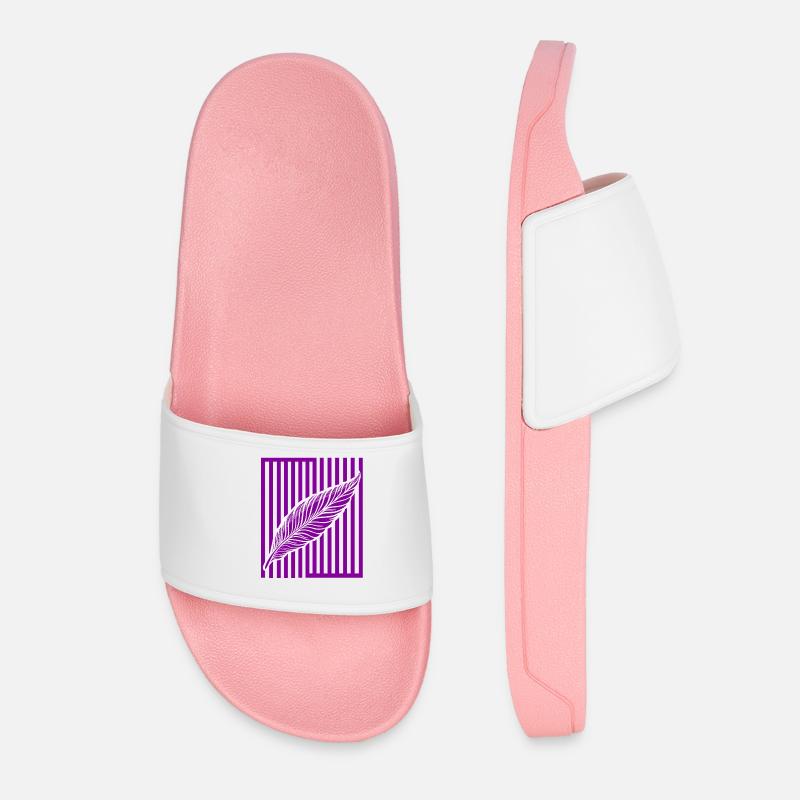 Feather on vertical bar - Women’s Pool Sliders - light pink