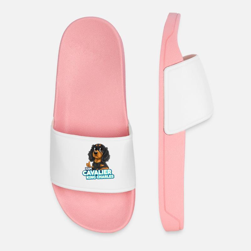 TEAM Cavalier King Charles - Black & Tan - Women’s Pool Sliders - light pink