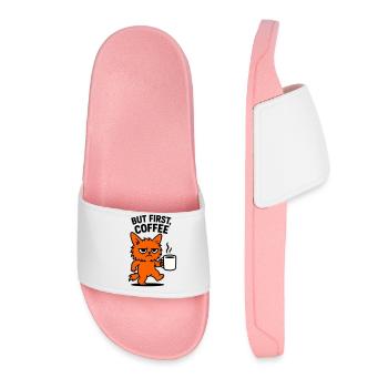 But first coffee cat - Women’s Pool Sliders - light pink - Front