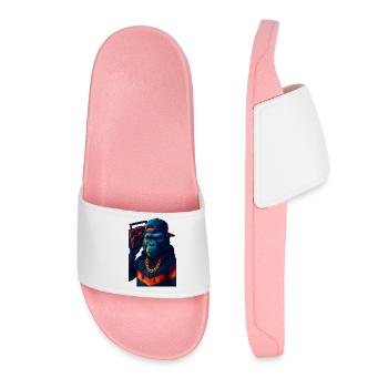 WPAP Style Animals - Gorilla Hip Hop Outfit Boombox - Women’s Pool Sliders - light pink - Front