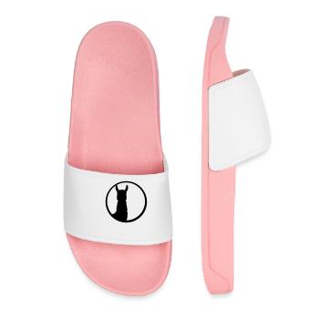 black button logo round circle silhouette outline l - Women’s Pool Sliders - light pink - Front