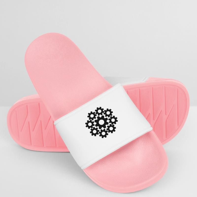 cool circle round pattern mechanical worker engineering Women’s Pool Sliders