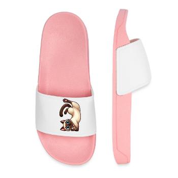 Drôle de chat siamois Stand sur les mains Siamois - Claquettes Femme - rose clair - Devant