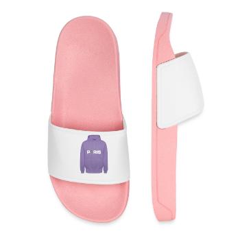 Paris Pullover Hoodie with Eiffel Tower - Women’s Pool Sliders - light pink - Front