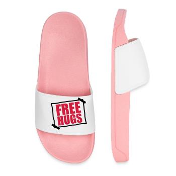 paper pasted note notices free hugs free - Women’s Pool Sliders - light pink - Front