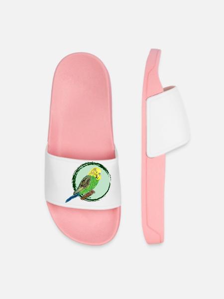 Gelber Wellensittich / Yellow Budgie II - Frauen Badelatschen - Hellrosa