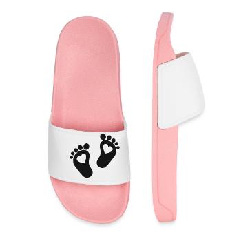 Bébé pieds parents fils enceinte bébé coeur - Claquettes Femme - rose clair - Devant
