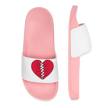 Heart broken design - Women’s Pool Sliders - light pink - Front