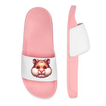 Hamster Head Portrait Ugly Hamster Cheeks - Women’s Pool Sliders - light pink - Front