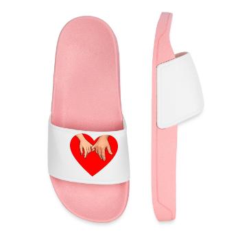 Holding hands heart - Women’s Pool Sliders - light pink - Front