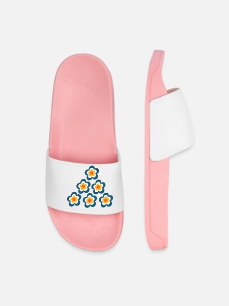 70er Jahre Blume Muster Retro Hippie Flowers Power - Frauen Badelatschen - Hellrosa