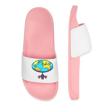 Flat Earth Bat Hide and Seek - Women’s Pool Sliders - light pink - Front