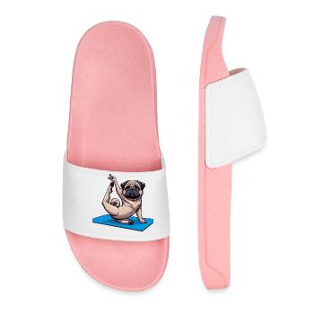 Funny Pug: Yoga & Whimsical Meditation - Women’s Pool Sliders - light pink - Front