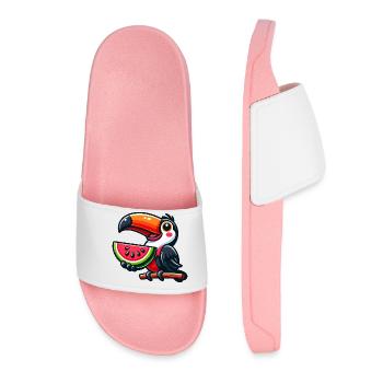 Oiseau, Toucan, Oiseau De Paradis, Melon, Pastèque - Claquettes Femme - rose clair - Devant