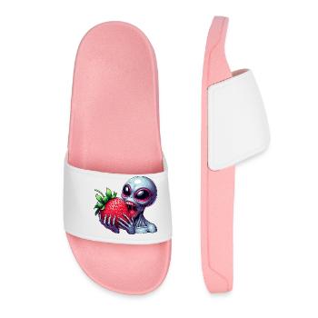 Alien UFO Strawberry funny fruity - Women’s Pool Sliders - light pink - Front