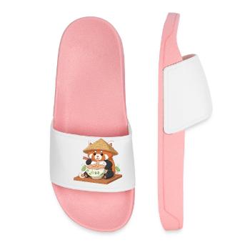 Ramen Panda avec chapeau de paille - Claquettes Femme - rose clair - Devant