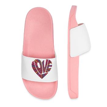 Buntes Liebesherz Cooles Geschenk für Männer Frauen & Kinder - Frauen Badelatschen - Hellrosa - Vorne