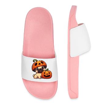 Lunatique Carlin Halloween Citrouille Chapeau Chien - Claquettes Femme - rose clair - Devant