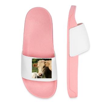 Cow Poster - Women’s Pool Sliders - light pink - Front