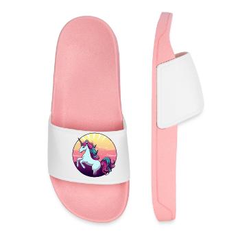 Einhorn springt Sunset - Frauen Badelatschen - Hellrosa - Vorne