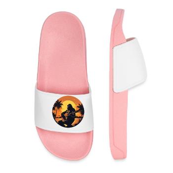 Gorille avec guitare acoustique au coucher du soleil - Claquettes Femme - rose clair - Devant