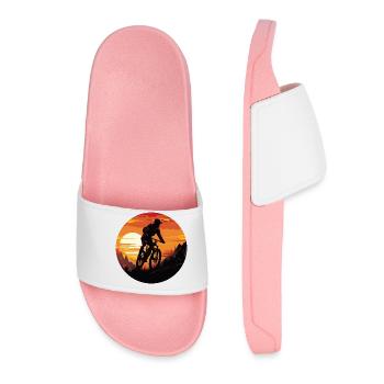 MTB Downhill Cyclist Silhouette, - Women’s Pool Sliders - light pink - Front