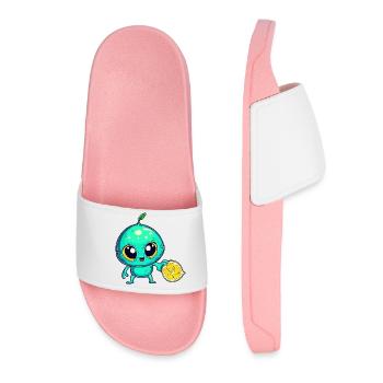 Alien Fruit Magic: Sweet Lime from Space - Women’s Pool Sliders - light pink - Front