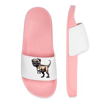 T-Rex & Pug Hybrid Cartoon Fun - Women’s Pool Sliders - light pink - Front