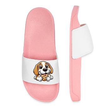 Beagle Hund Cookie Nachtisch Süßigkeiten - Frauen Badelatschen - Hellrosa - Vorne