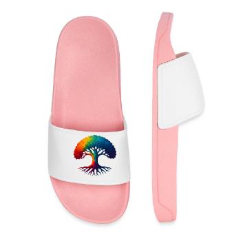 WPAP Style - Yggdrasil World Tree World Ash - Women’s Pool Sliders - light pink - Front
