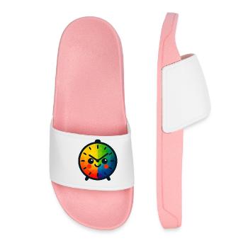 WPAP Polygon Kawaii Style Baby Toy Clock - Women’s Pool Sliders - light pink - Front