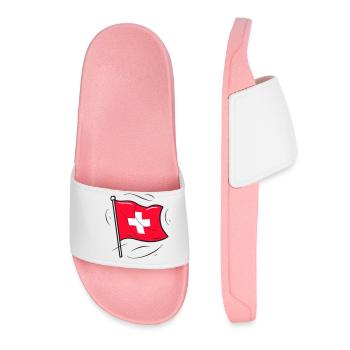 Swiss Flag Patriot Design - Women’s Pool Sliders - light pink - Front