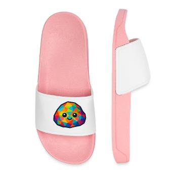 WPAP Polygon Kawaii Style Baby Rocks - Women’s Pool Sliders - light pink - Front