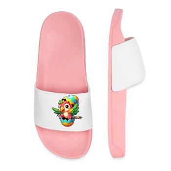 Easter Parrot Hatches from Egg - Women’s Pool Sliders - light pink - Front